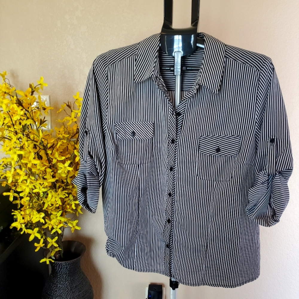 button down stripe shirt